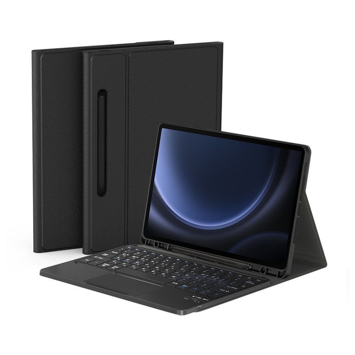 데이웍스 갤럭시탭 S9 FE 플러스 블루투스 터치패드 키보드 케이스, 터치패드 키보드 케이스블랙