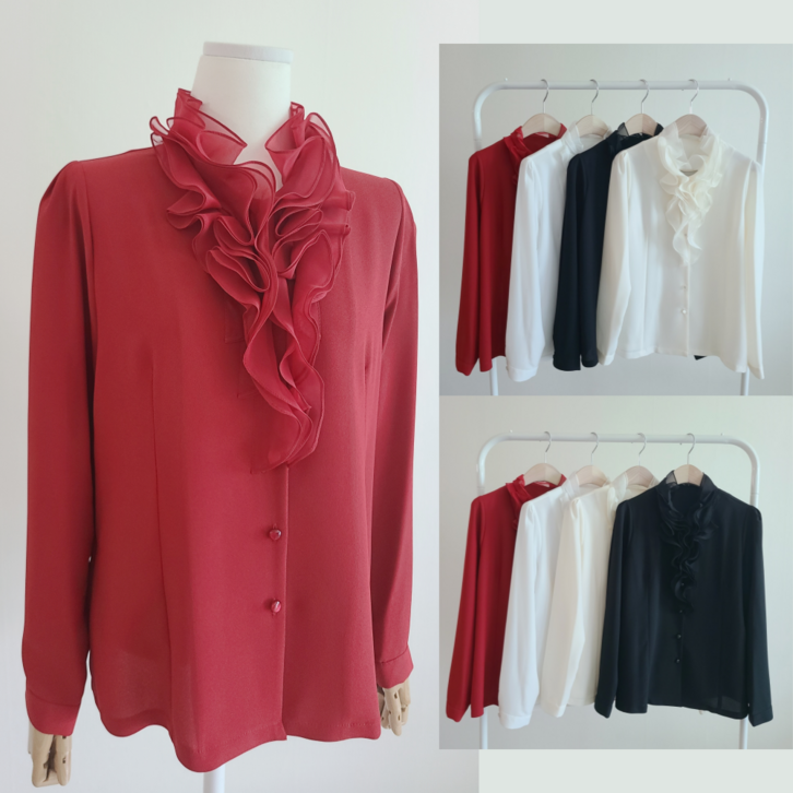 프릴 포인트 블라우스