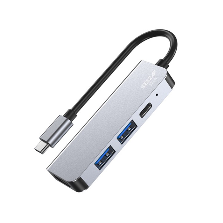 비잽 USB-C 4in1 멀티허브 100W HDMI 4K PD3.0 노트북 아이패드 맥북 BZ-H1, 그레이, 1개