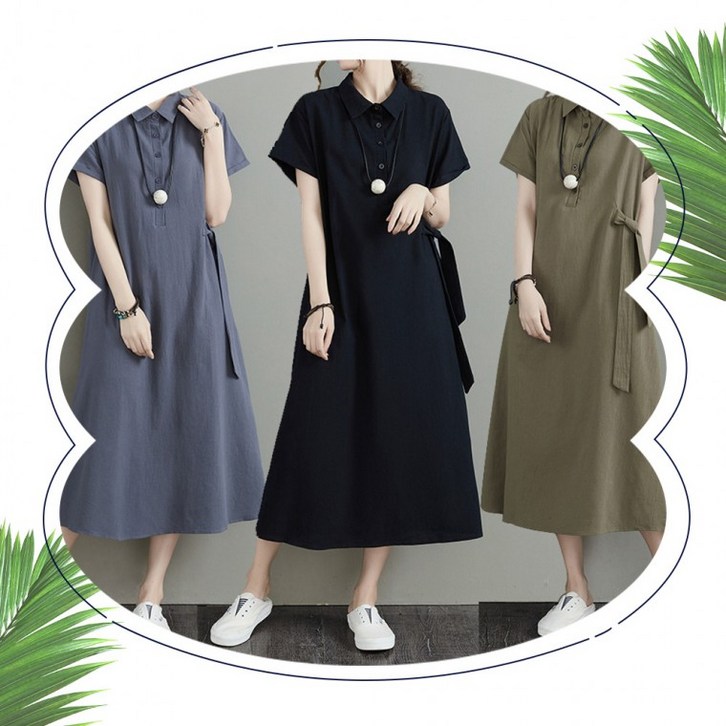 여름 린넨 카라 롱 원피스 3 color 여름 린넨 카라 롱 원피스 3 color