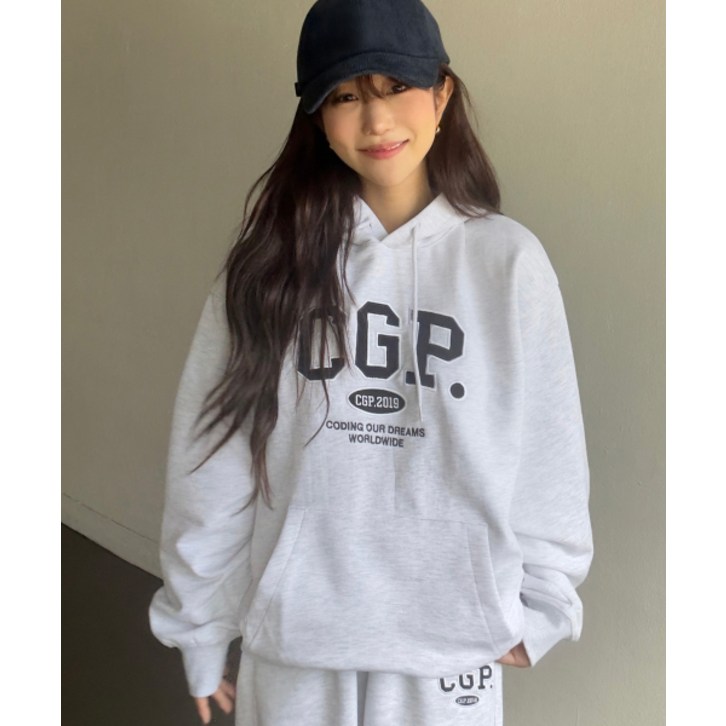 코드그라피 여성 후드티 CGP 아치 빅 로고 라이트그레이