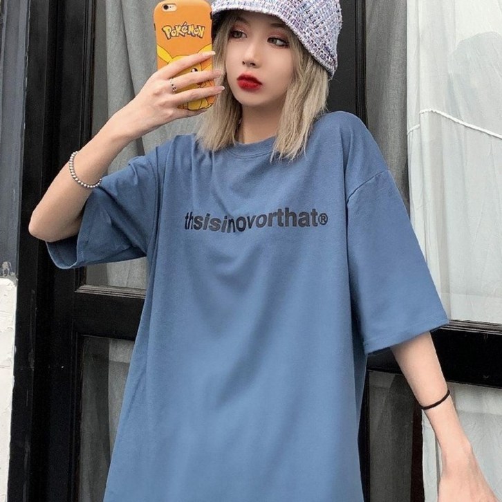베이직 여자 반팔 티셔츠 오버핏 여름 상의 반팔티 셔츠 티 라운드티 여성