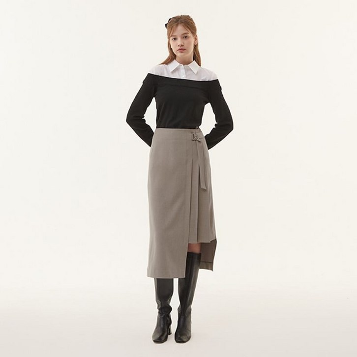 플라스틱아일랜드 플리츠 랩 스커트 PQ3WS901