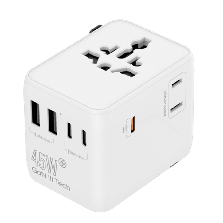 트리아이나 해외 여행용 멀티어댑터 여행용멀티탭 초고속 5포트 Q45W PD45W 2500W GaN