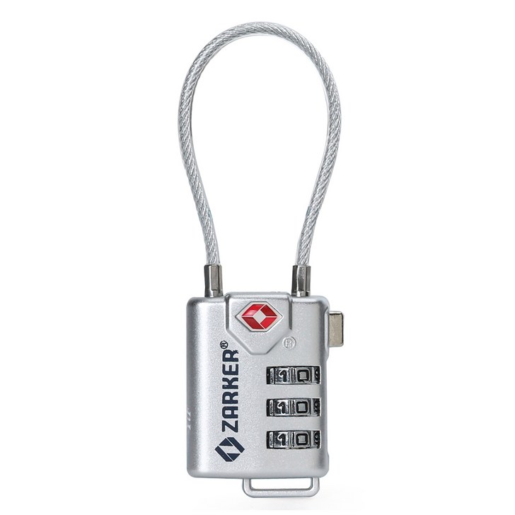 자커 여행용 TSA 아연 와이어 다이얼 자물쇠 ZT007 실버, 1개