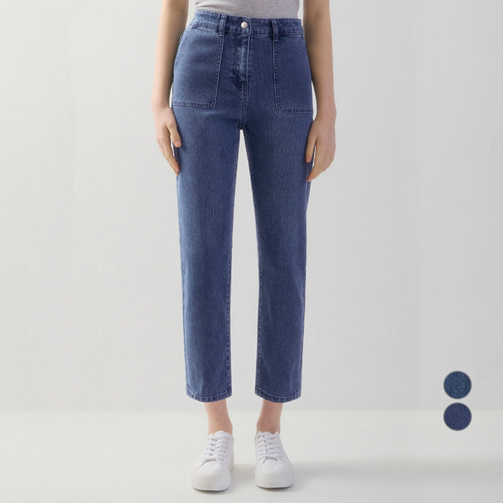 쉬즈미스 여성용 백 밴딩 포켓 데님 팬츠 SSMSLO12040