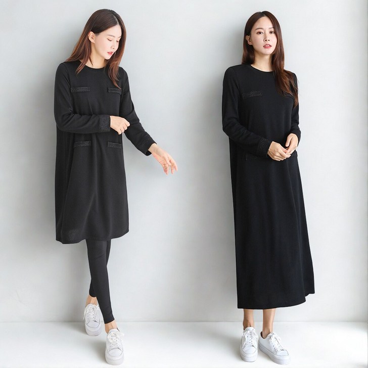 프롬코 11 여성 겨울 편한 데일리 기모 롱 원피스 FRC131S