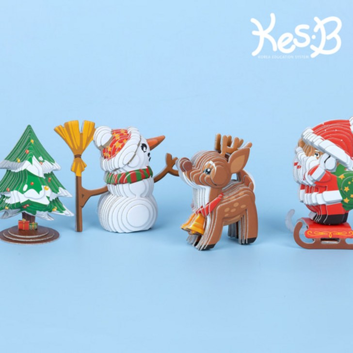 캐스비 아트스쿨 팝피입체만들기 크리스마스 4종1214set 페이퍼토이 종이모형만들기