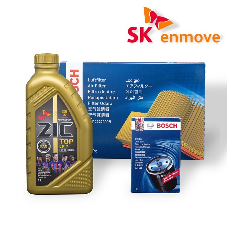 올뉴 K3 18 년이후 가솔린 엔진오일 세트 지크 TOP LS 5W30 4L 보쉬 필터 A 2655 O 0380, 1개