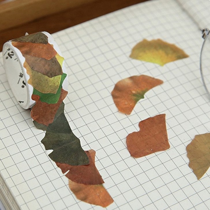 메리라라 낙엽스티커 가을 단풍 마스킹테이프, 6개, 은행잎