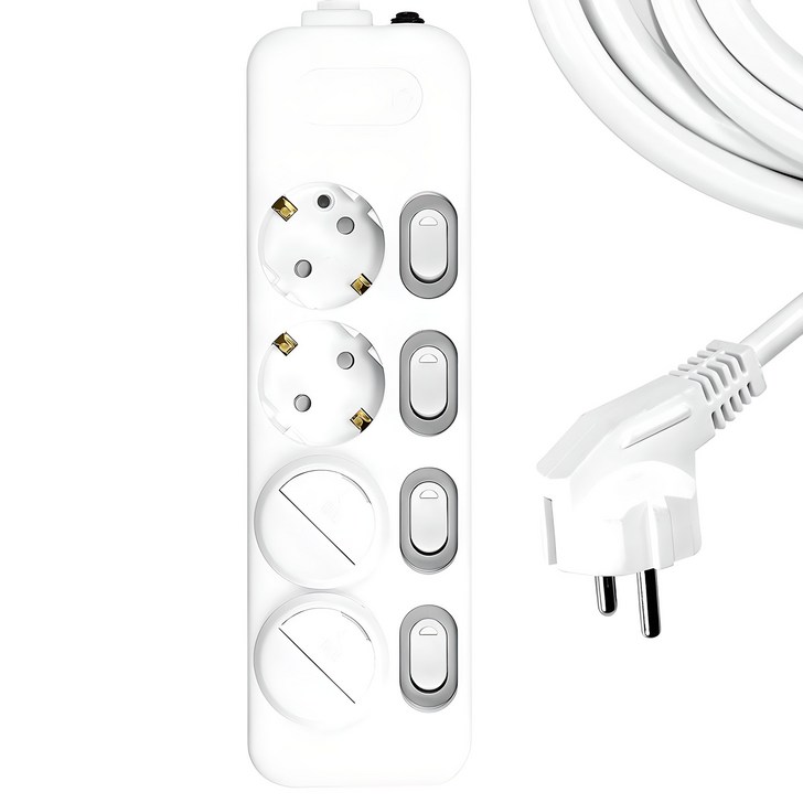 써지오 개별 스위치 멀티탭 4구 DH1648MT  안전커버 2p, 3m, 혼합색상, 1개