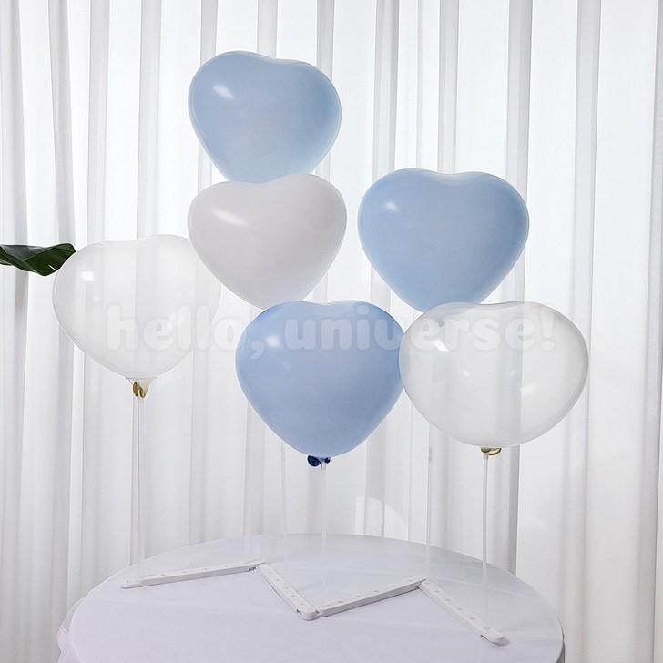 헬로유니버스 하트고무풍선세트 사각 슬림스탠드 파티용품 생일풍선, 1세트, 블루세트사각스탠드
