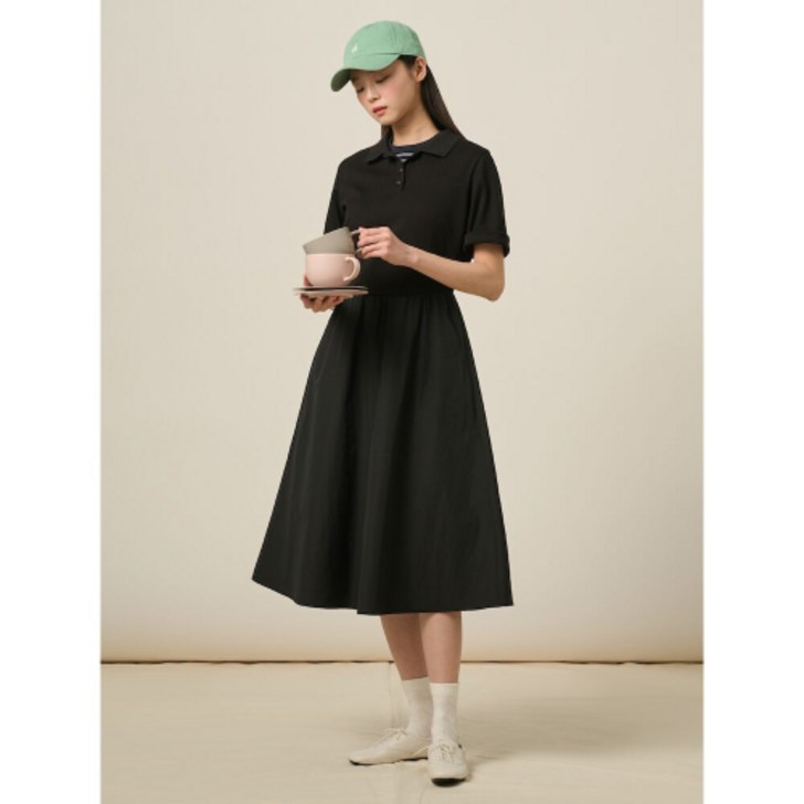 빈폴 BEANPOLE LADIES 저지 스커트 배색 원피스 블랙 BF4271O085 BF4271O085 397767