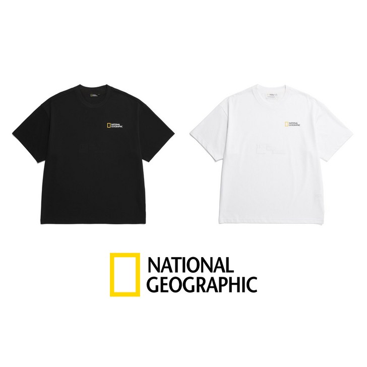 지오송지오반팔 1+1 남여공용 여름신상 네셔널지오그레픽 수피마 스몰 로고 반팔 티셔츠
