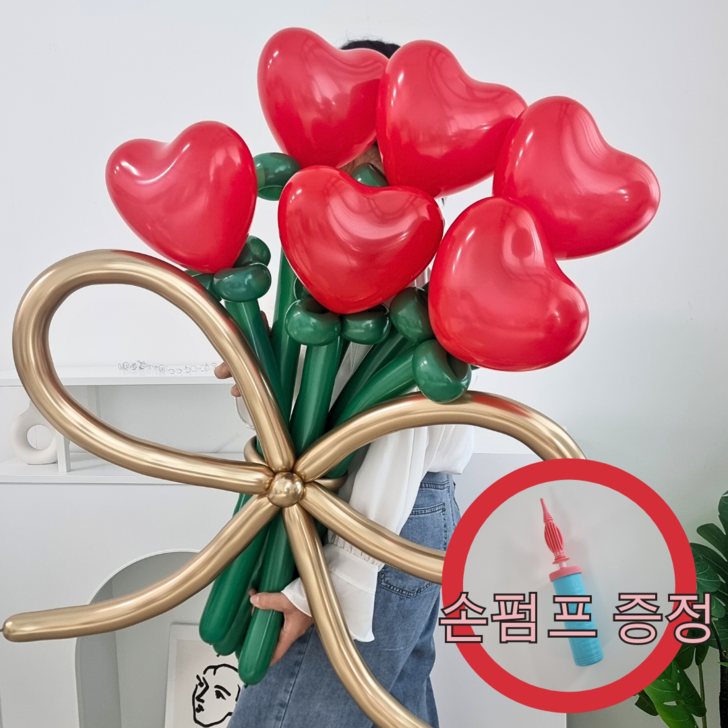 로라제이 DIY 하트 꽃풍선 풍선꽃다발 만들기손펌프 세트, 레드, 1개 로라제이 DIY 하트 꽃풍선 풍선꽃다발 만들기손펌프 세트, 레드, 1개