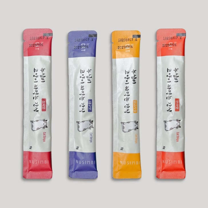 누심비 고양이 짜먹는 간식 길고양이 대용량 15g 3가지맛 90개, 참치맛, 대구맛, 연어맛, 15g, 90개