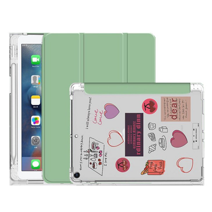 뉴비아 파스텔 펜슬수납 소프트 아이패드 케이스  다이스티커, 라이트그린, 1개