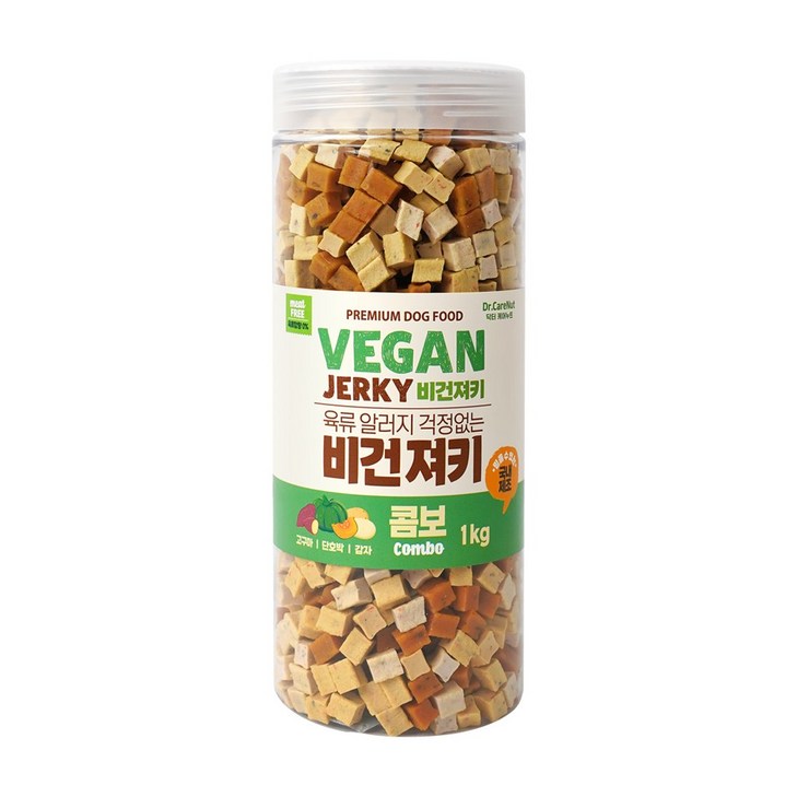 닥터케어누트 강아지 비건 져키 영양간식 육류알러지케어 대용량 4종, 1개, 1kg, 혼합맛고구마단호박감자