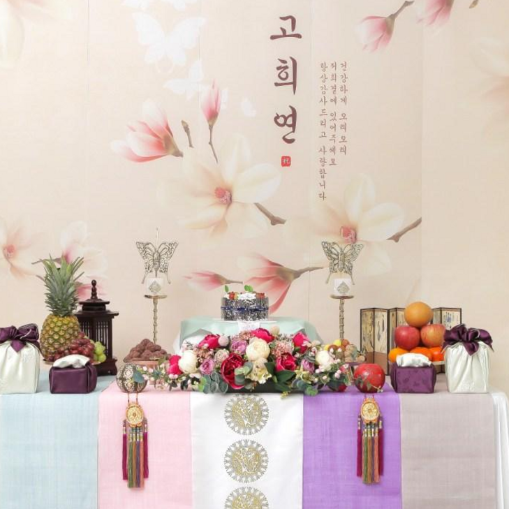 행복한날상차림 칠순상차림 칠순 파티용품 칠순선물 칠순잔치 생신상대여, 1개, 색동세트