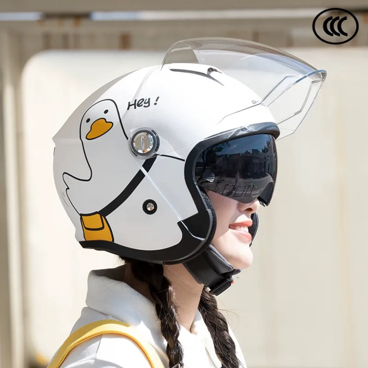 헬로 오리 남녀 사계절 전기 스쿠터 오토바이 헬멧 반모