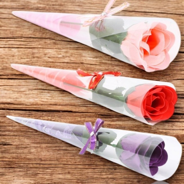 꽃다발 입학식 선물 한송이 리본 장미 꽃비누발렌타인데이 사은품 축하 꽃풍선 조화