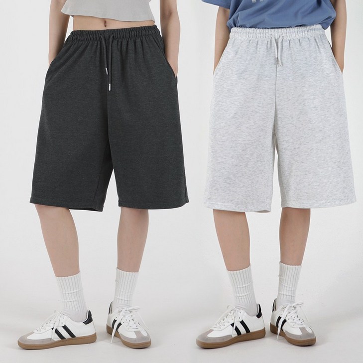 오버나인 여자 여성 여름 쭈리 밴딩 와이드 버뮤다팬츠 반바지