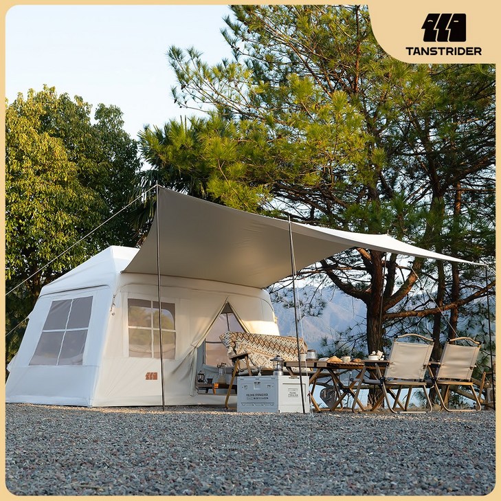 TANSTRIDER 인플레터블 캐노피 대형텐트 에어텐트 타프, 58인용, 카키
