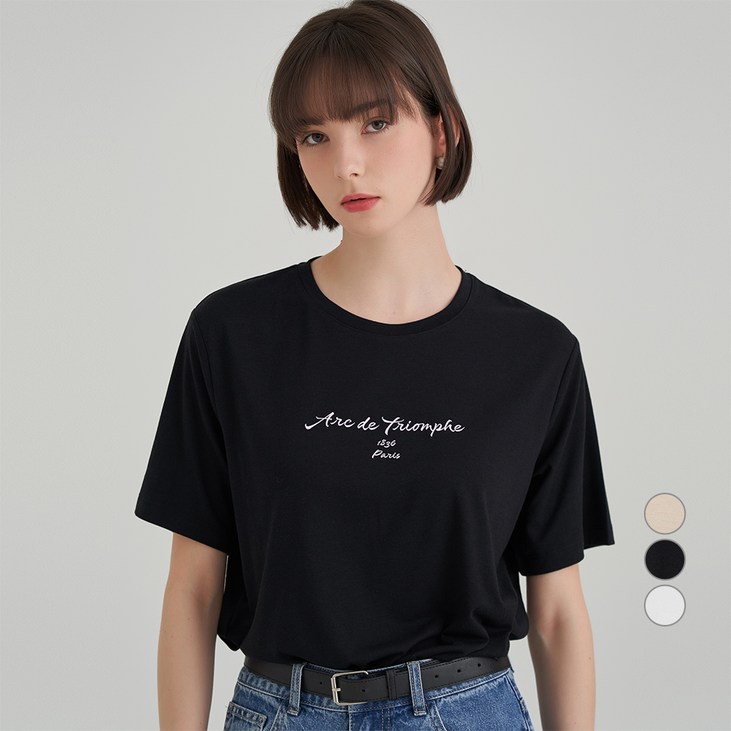 ELLE PARIS 찰랑 레이온 프린팅 반팔 티셔츠