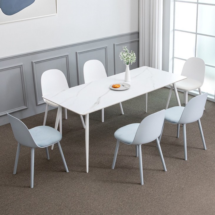 블랑스 세라믹 1800X800 사각 조이 6인 식탁 세트, 그레이