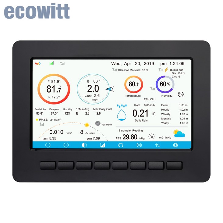 기상 관측소 Ecowitt HP2550_C 콘솔 백라이트 포함 7 인치 TFT 컬러 가정용 wifi ECOWITT 센서 사용 공지사항, 없음, 2.Europe 868MHz