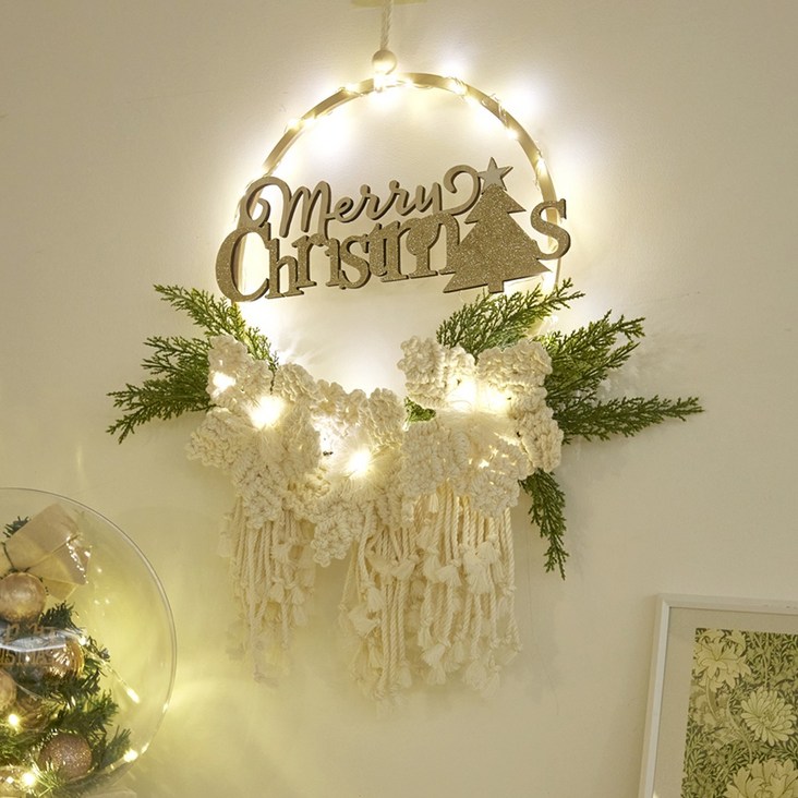 프린세스 마크라메 리스 크리스마스 인테리어 벽장식, 단품