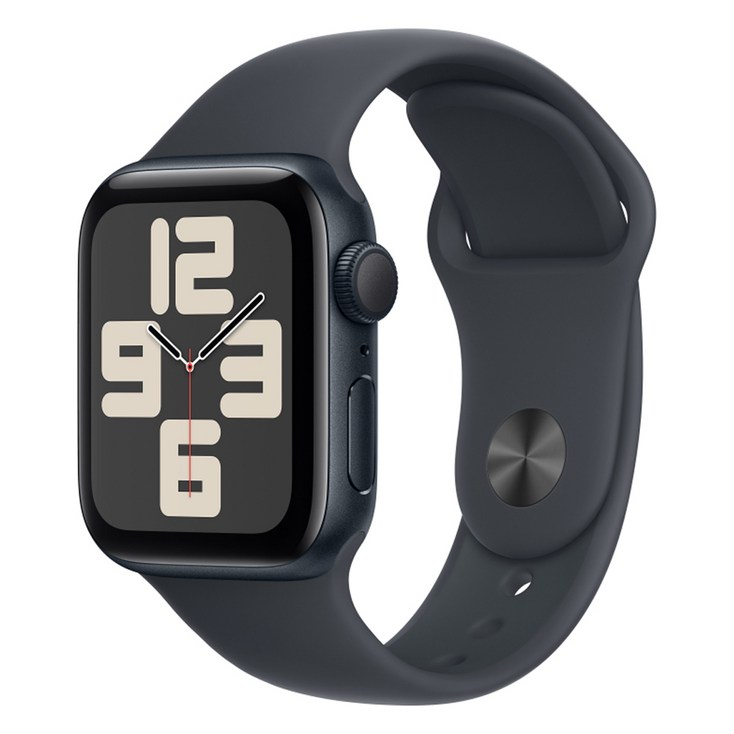 Apple 정품 2024 애플워치 SE 2세대 알루미늄 케이스, 40mm, GPS, 미드나이트  미드나이트 스포츠 밴드, SM