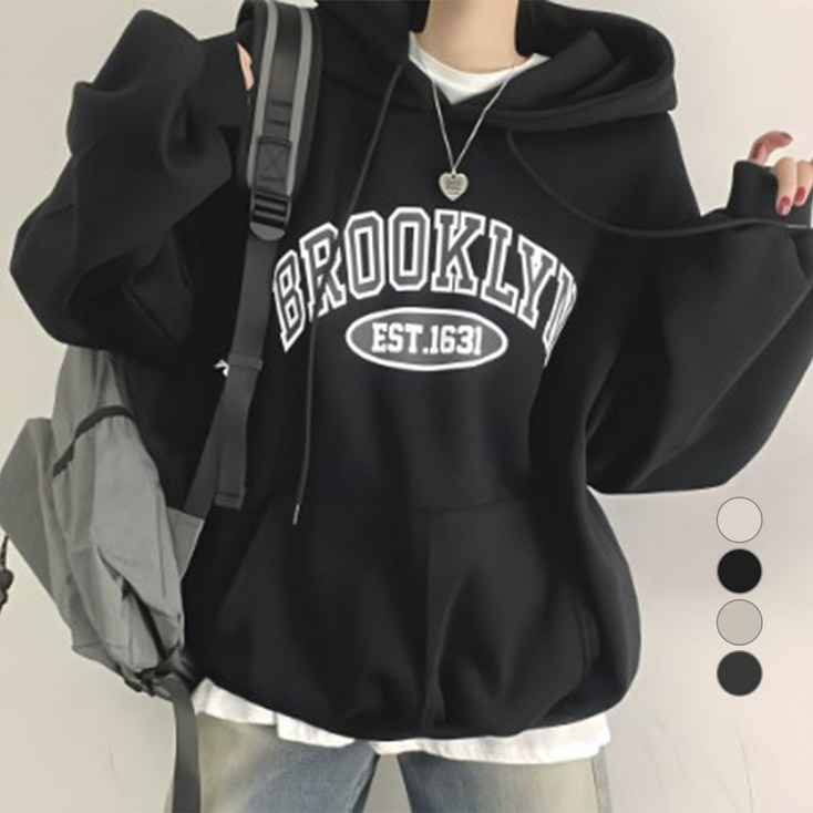 위드후이린 여성용 브루클린 루즈핏 후드 맨투맨