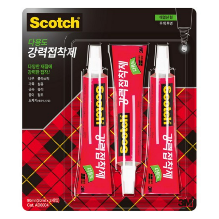 3M 스카치 다용도 강력접착제 에멀젼형 멀티팩, 3개 3M 스카치 다용도 강력접착제 에멀젼형 멀티팩, 3개