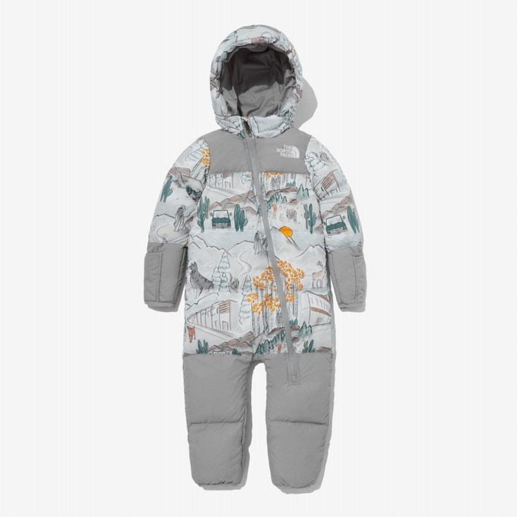 국내매장판 노스페이스 베이비 1996 레트로 눕시 원 피스 패딩우주복 라이트그레이