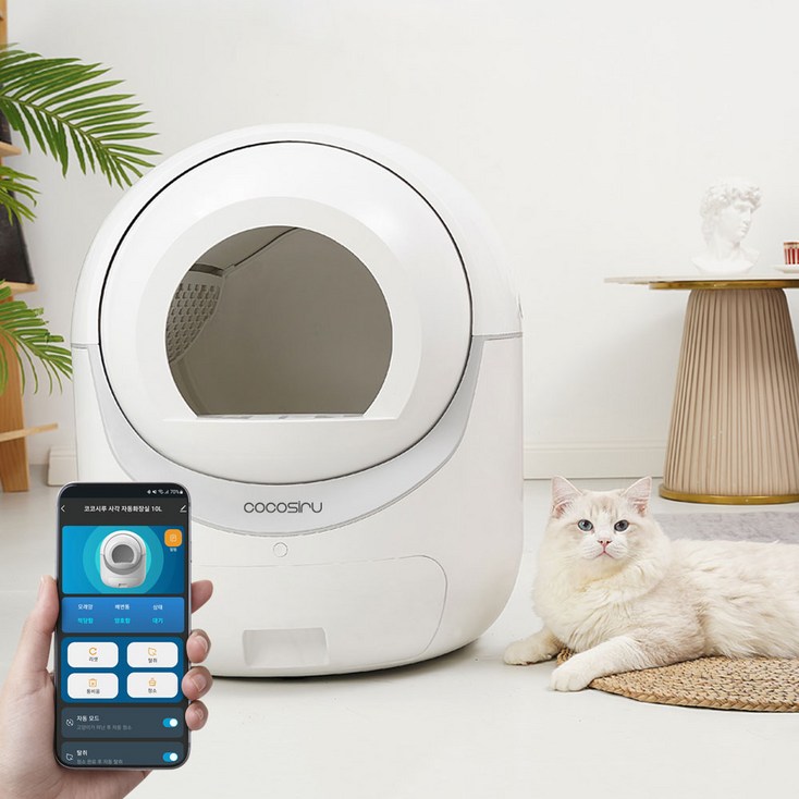 코코시루 고양이 어플 무게측정 안전센서 자동 화장실 C10LBF, 단일 색상