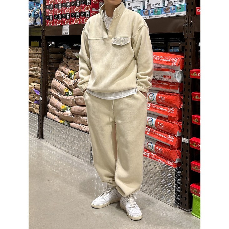 얼로우베어 후리스 기모 맨투맨 셋업 트레이닝 아노락 조거팬츠 세트 남여공용 커플룩 캠핑 투피스