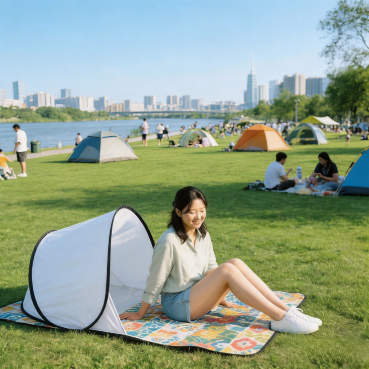 1인용 텐트 원터치 경량 미니 휴대용 나들이 한강 텐트