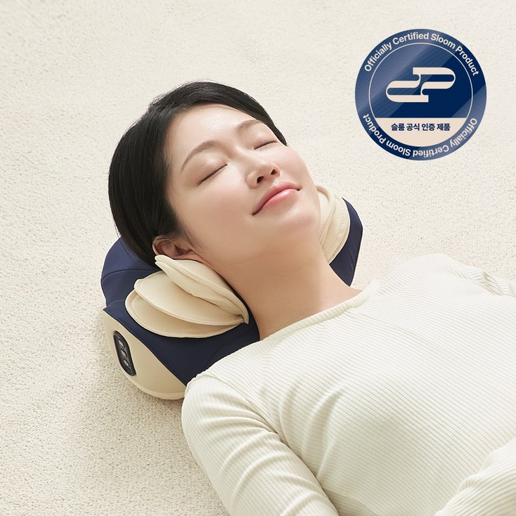 슬룸 정품 슬룸 목편한케어 플라잉 3D 레이어드 온열 에어백 목마사지기