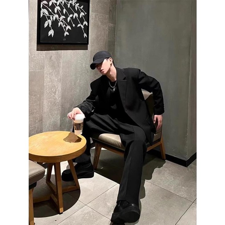 ANYOU 남성 캐주얼 수트 결혼식 빅사이즈 정장세트 수트 사계절 착용 가능