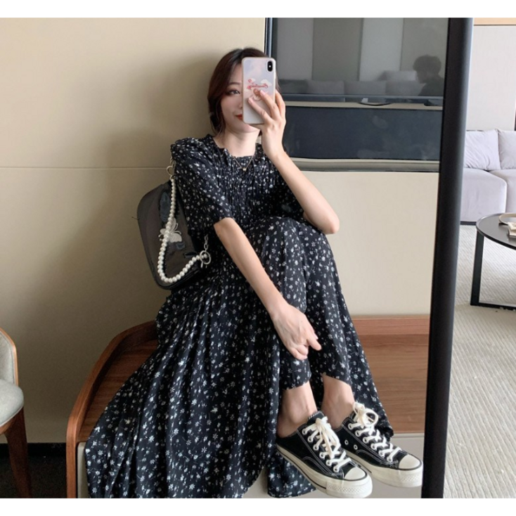 푸링 플라워 스모크 롱 원피스mops1428
