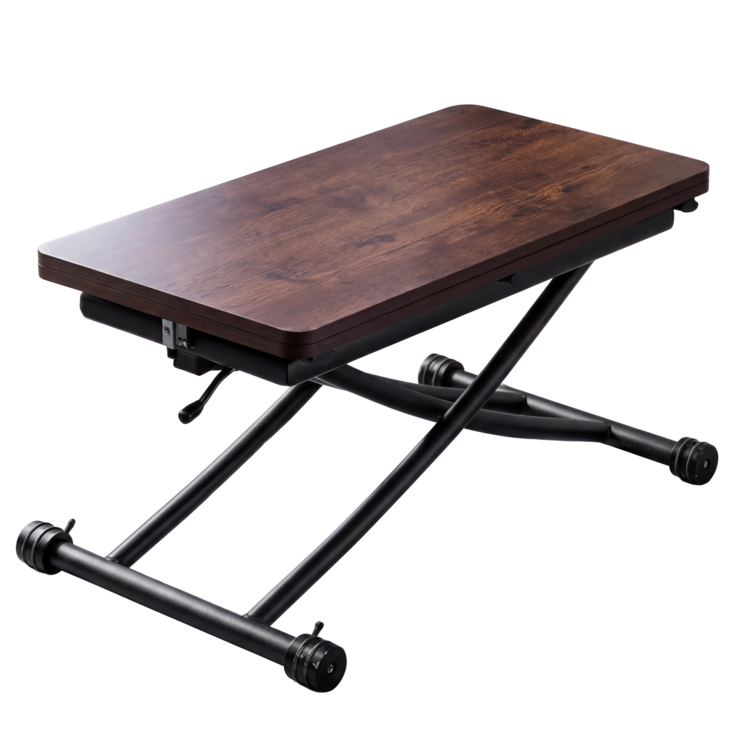 브릭룸 트랜스폼 높이조절 거실 리프트업 테이블 확장형 폴딩 접이식 식탁 탁자, 티크