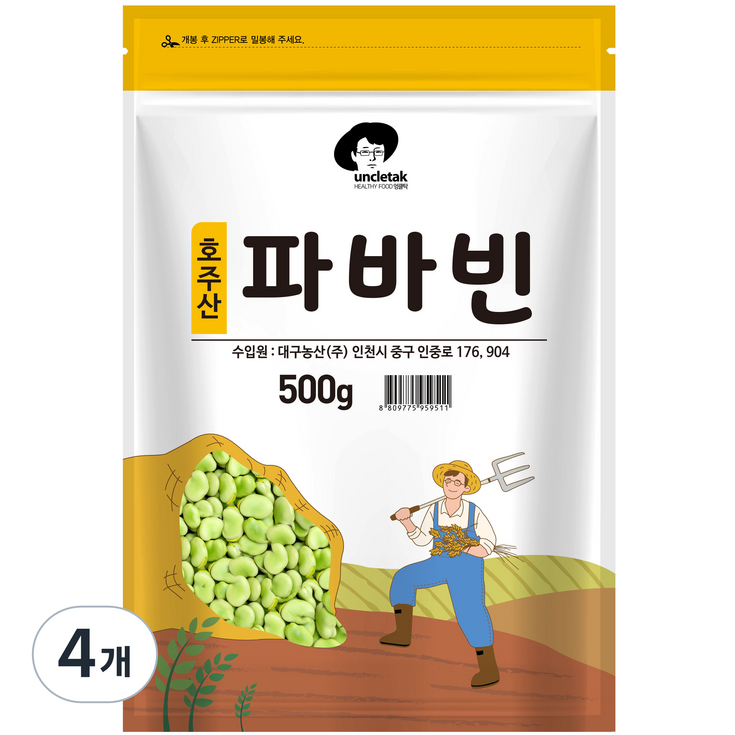 강화섬쌀 엉클탁 파바빈, 500g, 4개