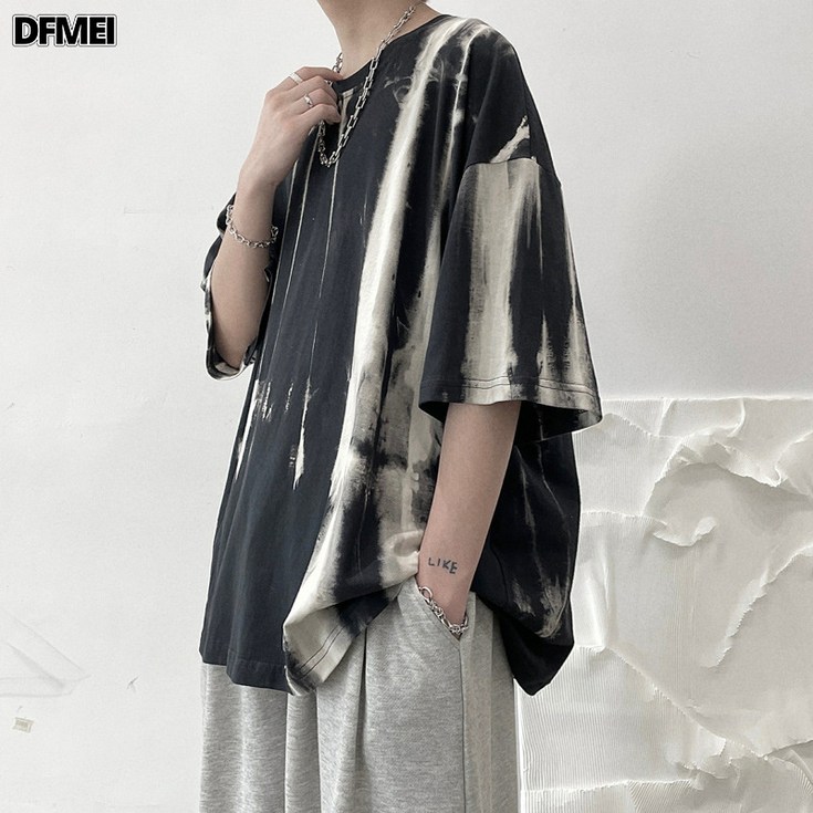 DFMEI 나염 반팔 티셔츠 남자 상의 반팔