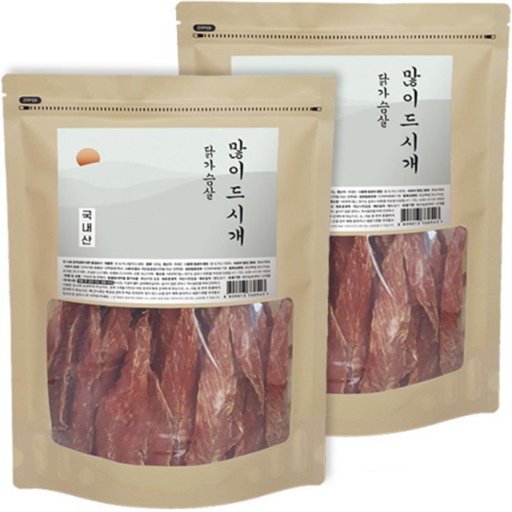 많이드시개 강아지수제간식 대용량팩, 닭가슴살, 400g, 2p 많이드시개 강아지수제간식 대용량팩, 닭가슴살, 400g, 2p