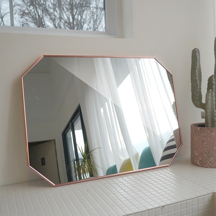 골드거울 브래그디자인 부티퍼 팔각 거울 600 x 800 mm, 로즈골드