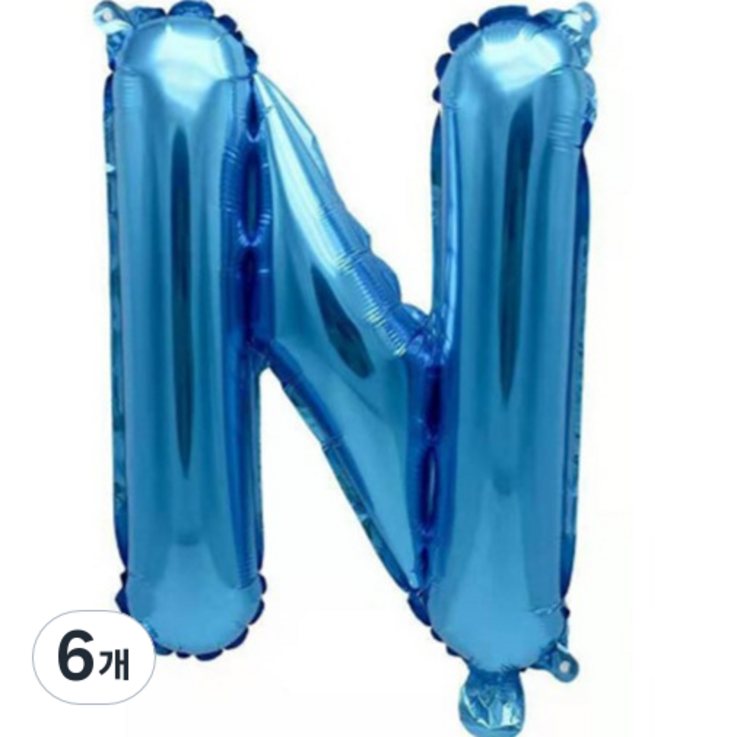 팡파티 레터링 알파벳 풍선 N 40cm, 블루, 6개