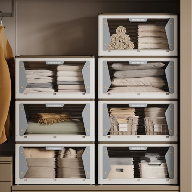 CKLIVING 마그네틱 양문형 5도어 접이식 폴딩박스, 화이트, 1개