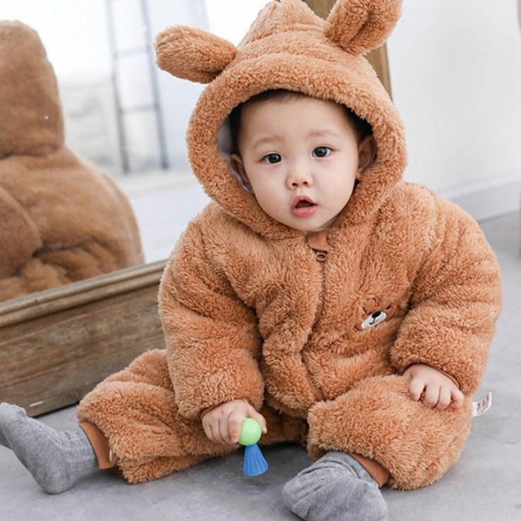 맘스케어 신생아용 리틀베어 후드 방한우주복 맘스케어 신생아용 리틀베어 후드 방한우주복