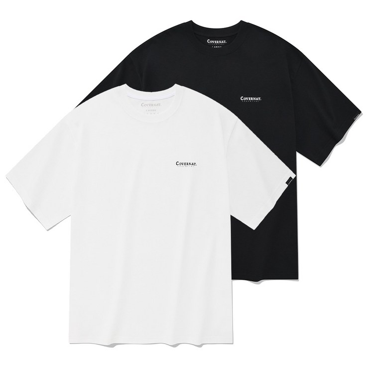 커버낫반팔 [커버낫 본사]에센셜 쿨 코튼 2-PACK 티셔츠 블랙